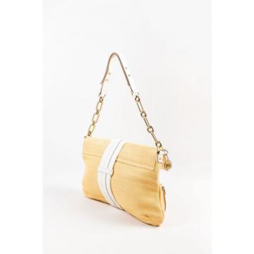 Lanvin Cream Beige Woven Straw Leather Chain Strap Shoulder Bag