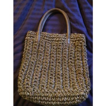 Tommy Bahama Straw/Leather Tote Bag Purse Reed