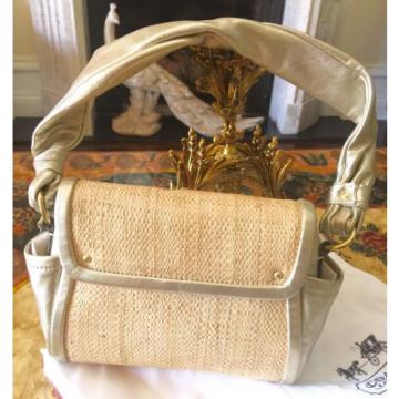 NWT Coach 42475 Gold Tan Parker Straw Bag