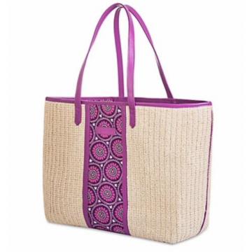 VERA BRADLEY DISNEY PLUMS UP STRAW TRIMMED TOTE BAG