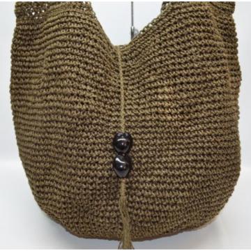 Gap Olive Green Straw Medium Bucket Slouchy Hobo Tote Bag