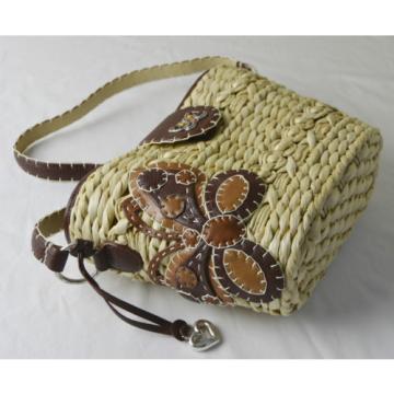 Brighton Butterflight Butterfly Applique Jewel Straw Shoulder Bag