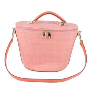 DOLCE &amp; GABBANA RUNWAY Raffia Handbag Bag Pink Orange 03569