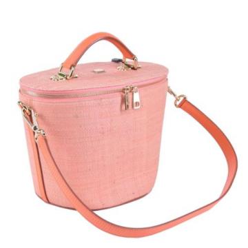 DOLCE &amp; GABBANA RUNWAY Raffia Handbag Bag Pink Orange 03569