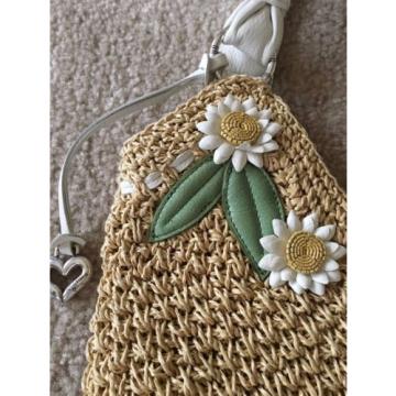 Brighton Shasta Women&#039;s Straw Shoulder Bag/Purse, White Leather Daisies