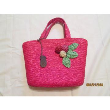 Liz Claiborne Hot Pink 100% Wheat Straw Ladies Hand Bag, Summer Purse