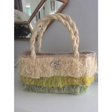 Anthropologie  Straw Tropical Flora Bag Purse Johnna B Handmade Rare