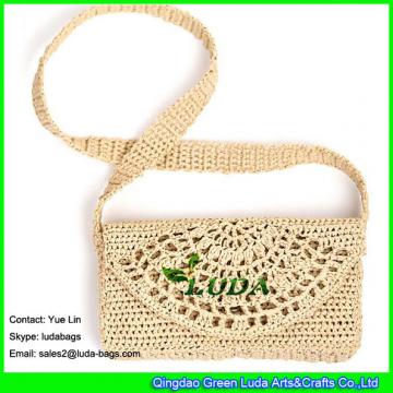 LDLF-045  2018 new designer raffia clutch pattern crocheted raffia straw handbags