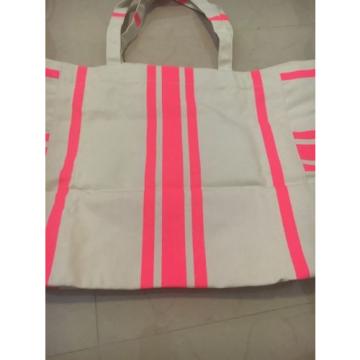 Victorias Secret Canvas Tote Bag Extra Large Beach Shopper Pink Striped NEW!