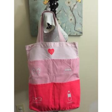 VICTORIA’S SECRET Pink Divided Pockets Front Beach Canvas Swim Tote Bag 2014