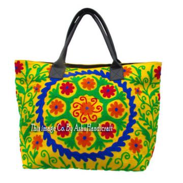 Indian Cotton Suzani Embroidery Handbag Woman Tote Shoulder Bag Beach Boho Bag 2