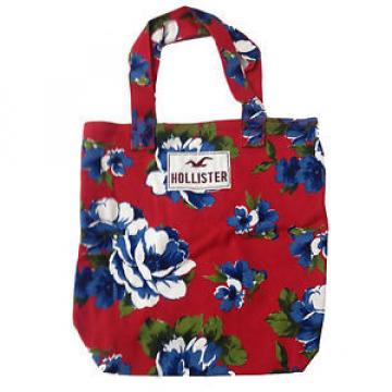 NWT HOLLISTER Floral Flower Print Canvas Beach Tote Book Bag Purse Red Blue