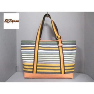 Used[B] Women Bag/Purse COACH Bleecker striped canvas beach tote E5R