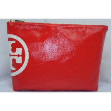 Tory Burch Cosmetic Red Bag Beach Dipped Large Slouchy Make Up Case Pouch NEW