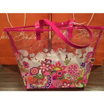 Brand New Vera Bradley Pink Swirls Clearly Colorful Tote / Beach Bag  NWT