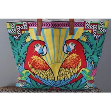 MARA HOFFMAN Cotton Bright Parrot Tropical Tote Beach Bag *MINT