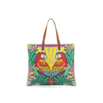 MARA HOFFMAN Cotton Bright Parrot Tropical Tote Beach Bag *MINT