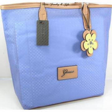 Guess G Logo Purse XL Hand Bag Beach Tote Blueberry Curacao Perforations NWT