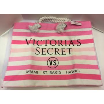 Victoria Secret Pink And White Striped Beach Tote Bag VS Miami St Barts Hawaii