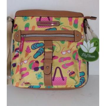 NWT Lily Bloom Yellow BEACH DAYS Buffy Crossbody Bag Purse FLIP-FLOPS Buckle