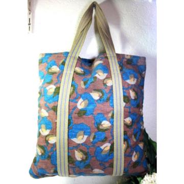 MARNI Canvas Flat Beach Tote Shoulder Bag Blue Print Italy