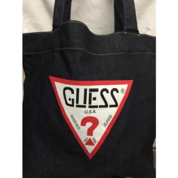 NEW GUESS USA Jeans Authentic Dark Wash Denim Tote Purse Beach Bag Shopping Bag