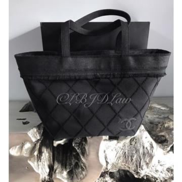 NWT CHANEL 2015A $1800 BLACK TOTE BAG BEACH TOWEL SET PICNIC DEAUVILLE GST RARE