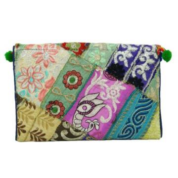 VINTAGE BAG INDIAN HANDBAG EMBROIDERED BEACH PURSE MULTICOLOR WEDDING CLUTCH