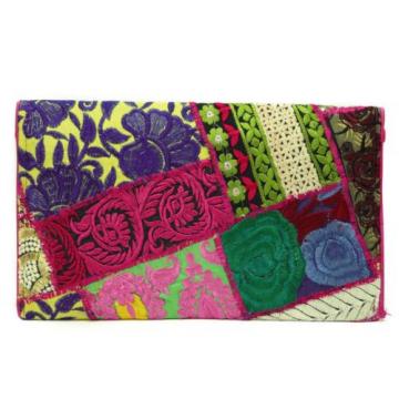 INDIAN VINTAGE CLUTCH MULTICOLOR BAG BEACH HANDBAG EMBROIDERED WEDDING PURSE