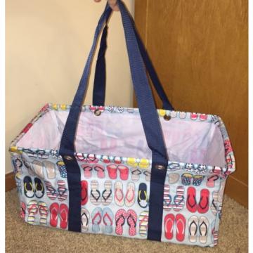 NEW Thirty One 31 Fun Flip Flops Large Utility Tote Beach Bag Retired Print NWT