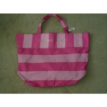 NWT Victoria&#039;s Secret XL Tote Sig Pink Striped LE Beach Bag Shopper Vacation $60