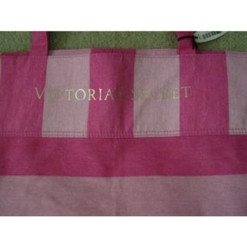 NWT Victoria&#039;s Secret XL Tote Sig Pink Striped LE Beach Bag Shopper Vacation $60