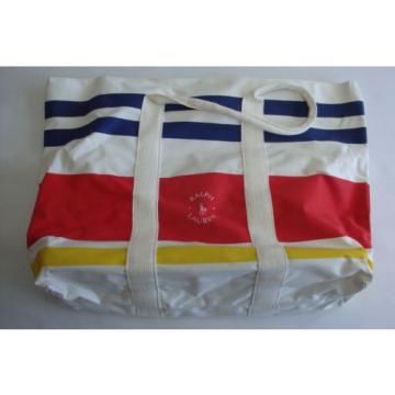 VINTAGE RALPH LAUREN LARGE BEACH BAG COTTON CANVASS BLUE , RED , YELLOW