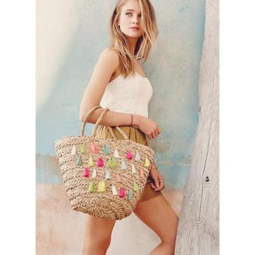 NEW Anthropologie Flora Bella Nimmes Straw Tassel Tote Beach Bag $148