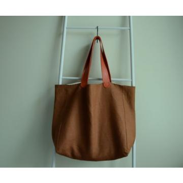 Handmade Large tote bag with leather handles Shoulder bag Weekend  Beach bag