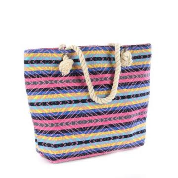 handbag Beach Bag Tote tribal canvas designer pink rope straps aztec