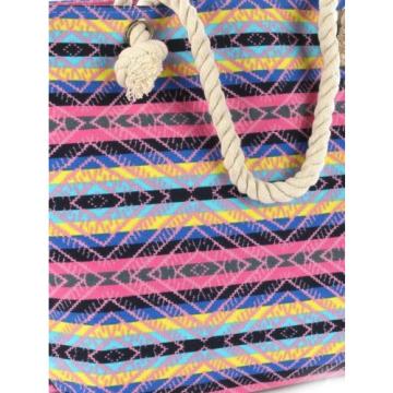 handbag Beach Bag Tote tribal canvas designer pink rope straps aztec