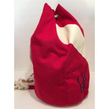 Carolina Herrera Red Canvas Nautical Beach Tote Bag (Retail Price $229)