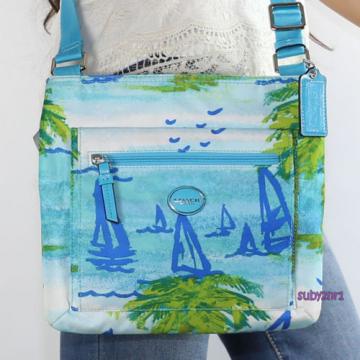 NWT Coach Beach Scene Sailboat Nylon File Crossbody Bag F30023 Blue NEW RARE