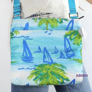 NWT Coach Beach Scene Sailboat Nylon File Crossbody Bag F30023 Blue NEW RARE