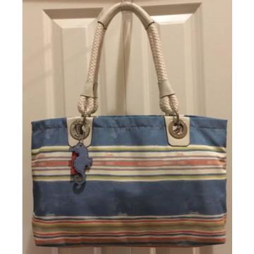 Coach Set Nautical Beach Shoulder Bag Tote &amp; Wristlet Bag F16624 SeaHorse Charms