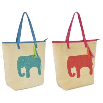 Elephant Design Shoulder / Beach / Shopping Bag with Lining