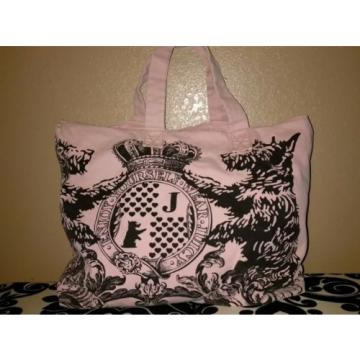 Juicy Couture Large Pink &amp; Brown Scotty Dog Canvas Tote Bag Beach Gym Overnight