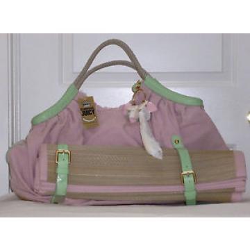 JUICY COUTURE BEACH BAG WITH RAFFIA MAT AND KEY FOBS