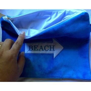 New Knitting Factory Bikini Bag Water Proof Cotton Wet Take me to the beach Blue