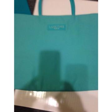 LANCOME PARIS Large Aqua Blue ReversableTote TRAVEL Beach Shopping Shoulder Bag