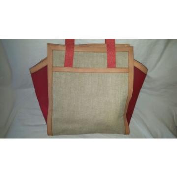 Fossil Pink Stripe Tessa Beach Canvas &amp; Leather Large Tote Bag