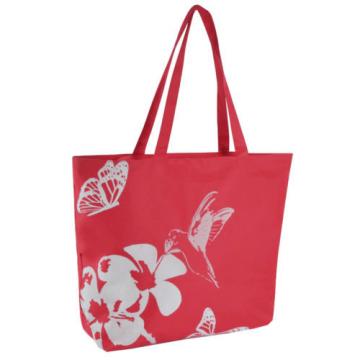 Hummingbird Design Shoulder / Beach / Shopping Bag with Zip Top