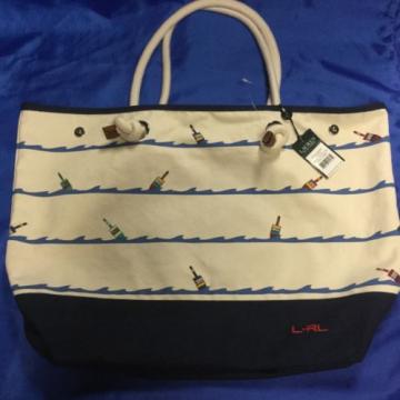 LAUREN RALPH LAUREN Casco Beach Tote Bag Nautical BUOY PRINT NEW WITH TAGS