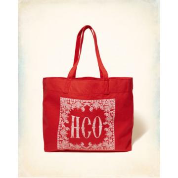 HOLLISTER LOGO GRAPHIC TOTE BEACH BAG (CHOOSE DESIGN) NAVY RED NATURAL NWT